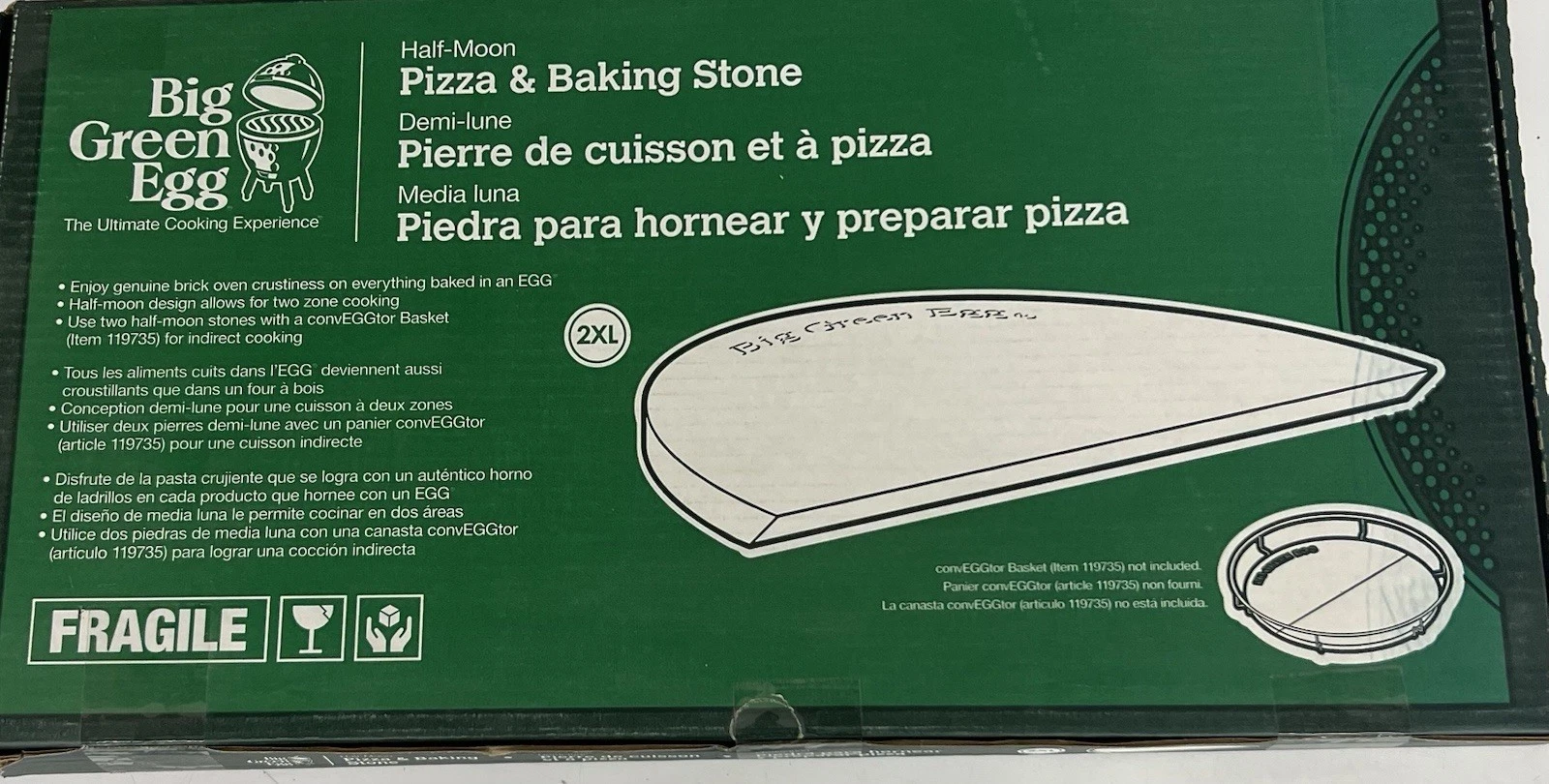 Big Green Egg Half Moon Baking Stone Large
